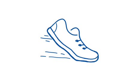 Skizze eines Laufschuhs in Bewegung