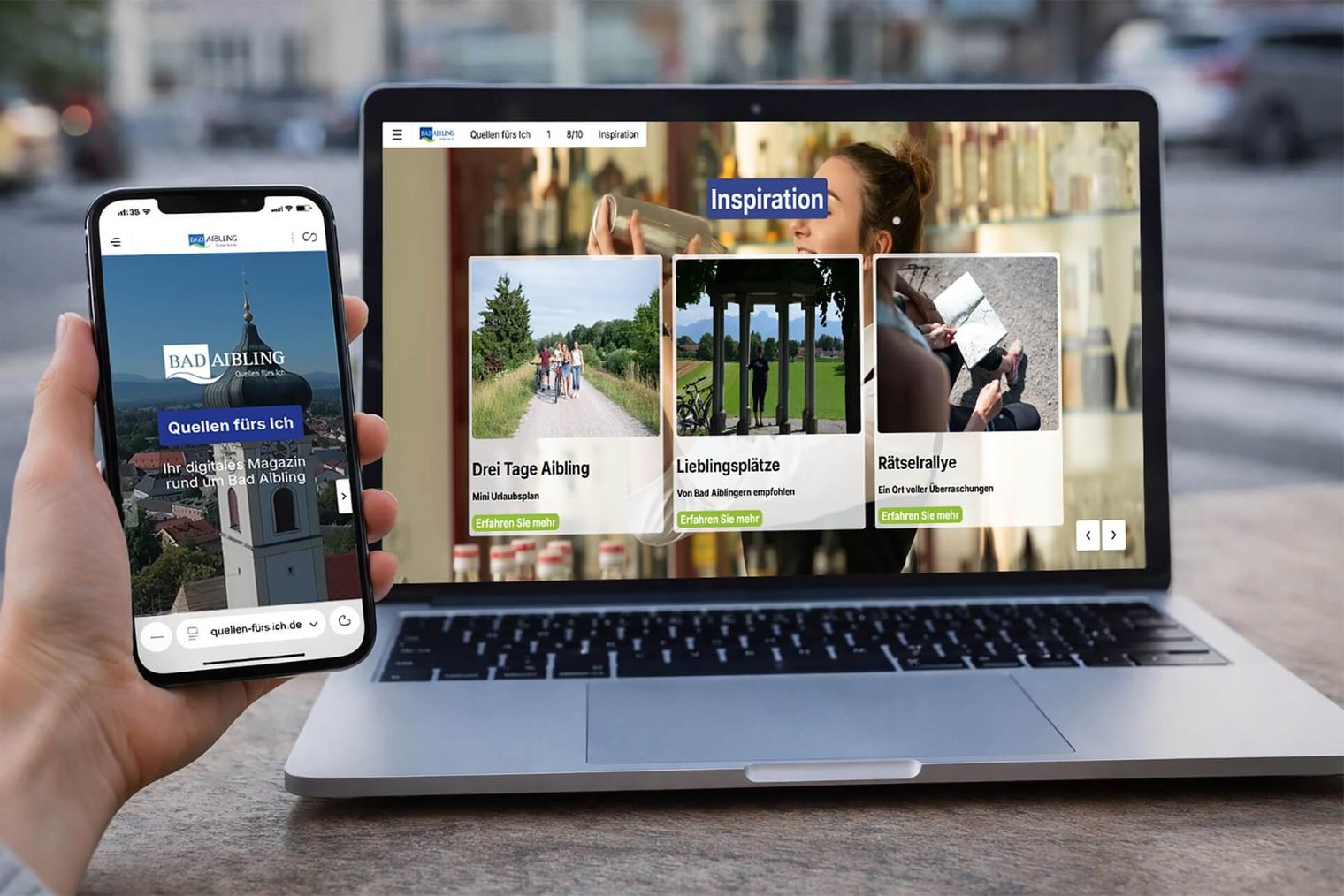 Mockup mit Laptop und Smartphone vom eMagazin Bad Aibling