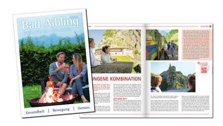 Grafik mit Cover und Seite aus dem Innentail des Urlaubsmagazins Bad Aibling
