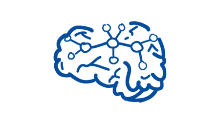 Skizze eines Gehirns mit Nervenleiter
