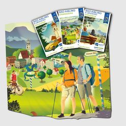 Retrografik mit den Flyern der Rätselrallye Bad Aibling